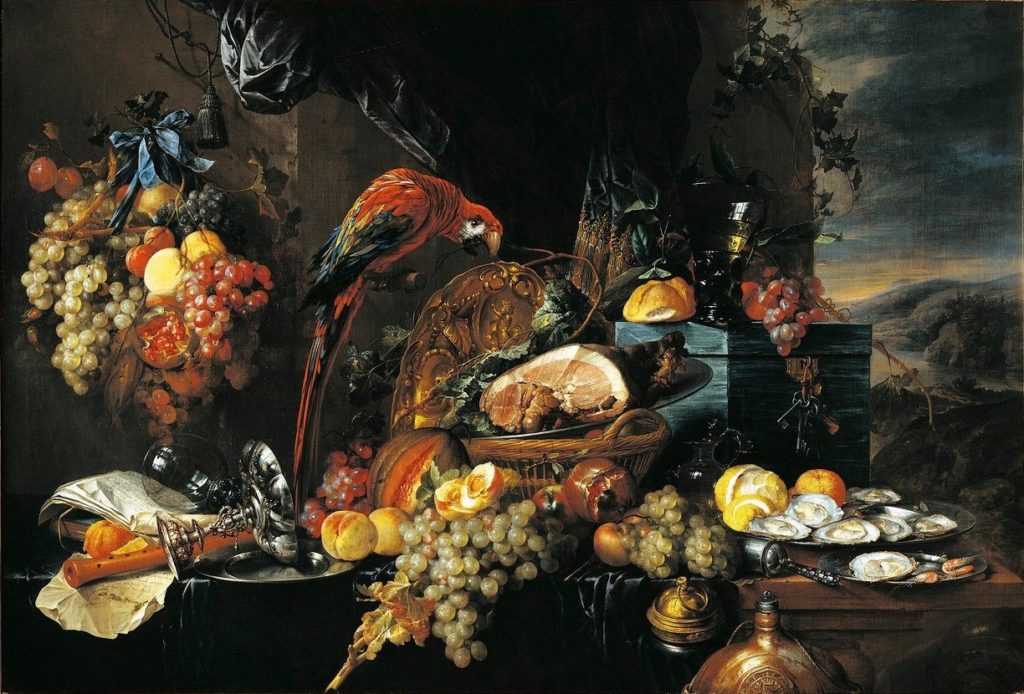 Ян Давидс де Хем "Роскошный натюрморт с попугаем" | Блог Катерины Нистратовой о Рунах